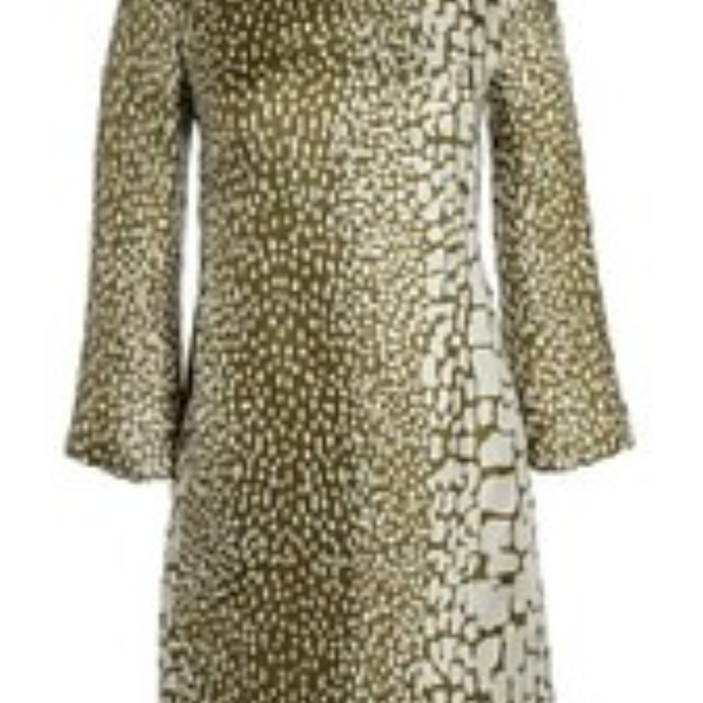 J Crew Silk Dress Python Print 2008 Size 2 Tan